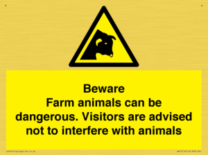 Beware Farm animals can be dangerous. Visitors are advised not to interfere with animals